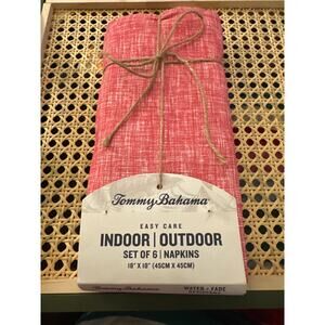 Tommy Bahama Fabric Napkin 18x18 Set Of 6 Indoor Outdoor Magenta Woven Cross Dye